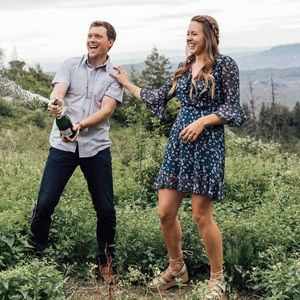 Lucy Paris Blue floral ruffle dress.